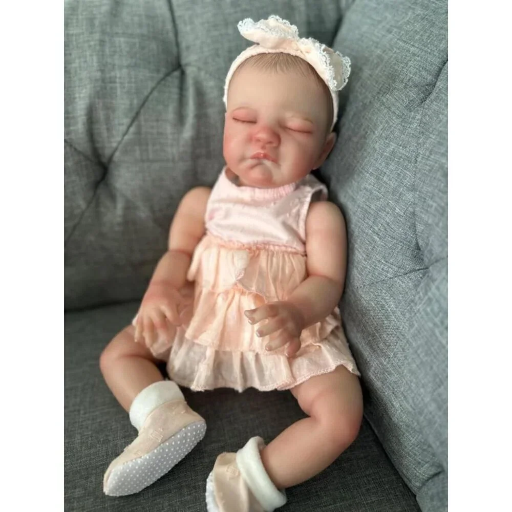 🆕20inch Soft Cloth Body Newborn Baby Doll Poseable Limbs Sleeping Doll Ava Girl